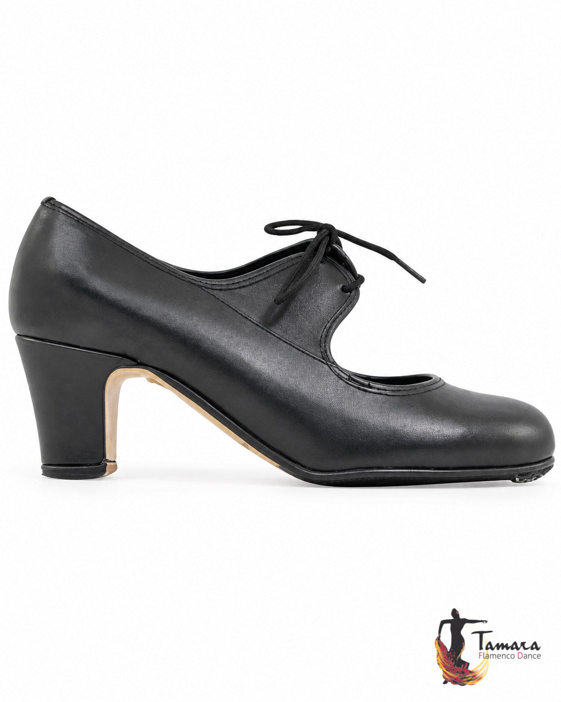 Zapatos flamenco Semiprofesional Superior TAMARA - Piel Cordones Negro