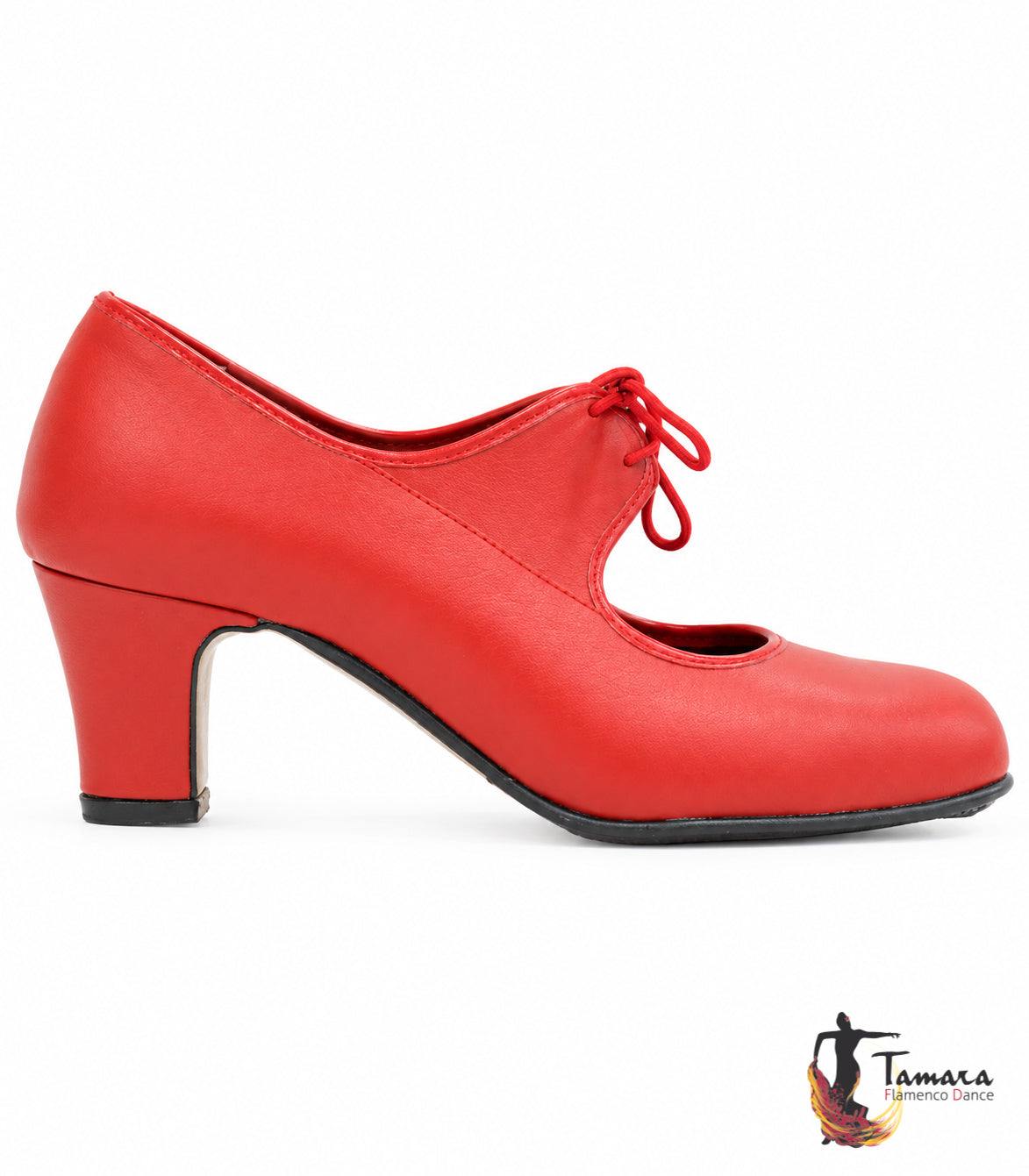 Zapatos flamenco Semiprofesional Superior TAMARA - Piel Cordones Rojo