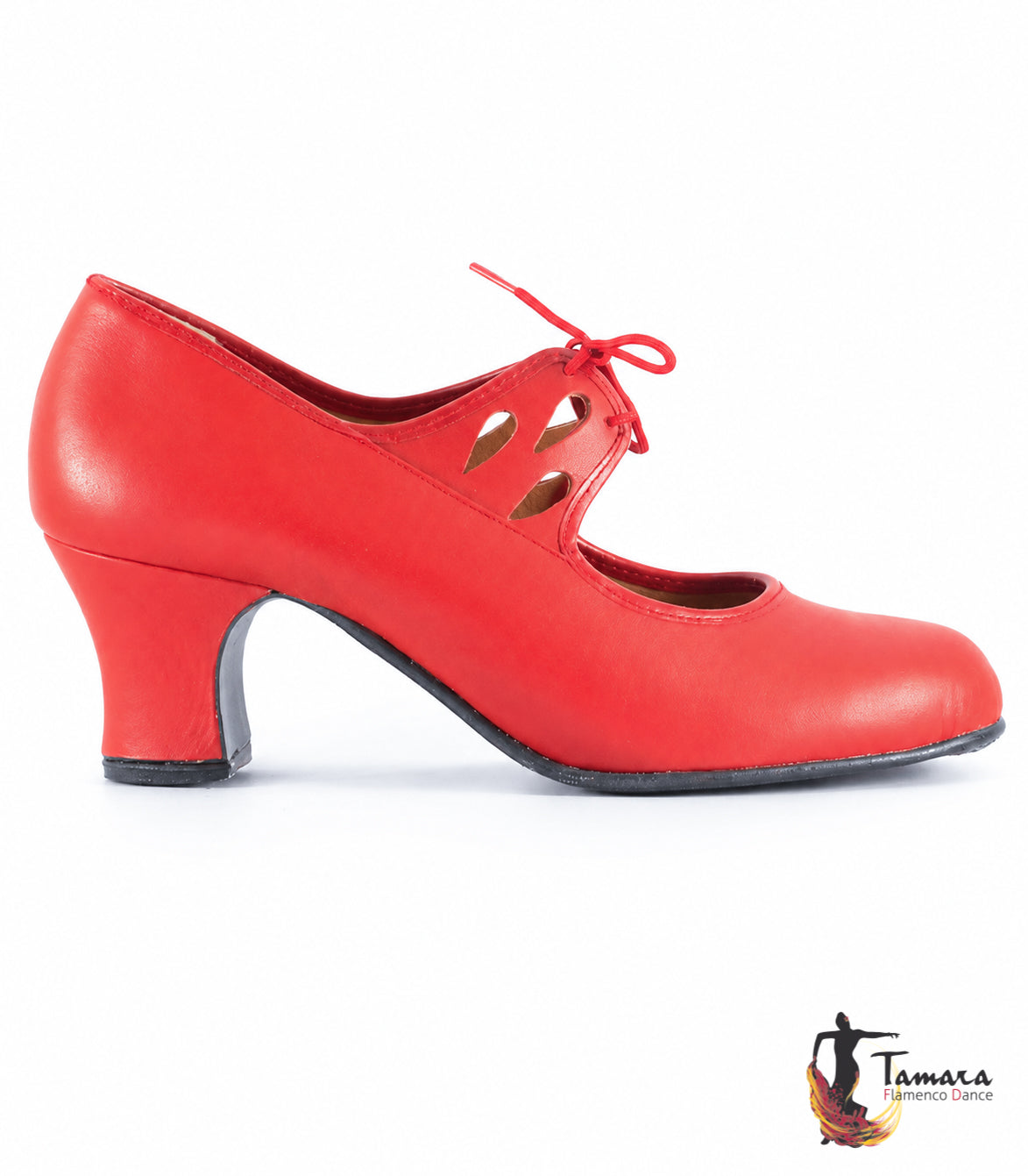 Zapato flamenco Semiprofesional Superior TAMARA - Piel Calado Rojo