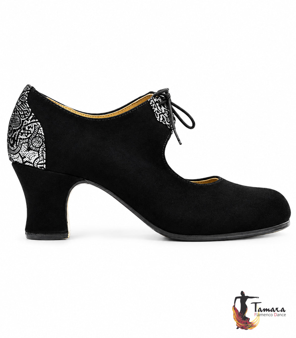 Zapato flamenco Solea ante carrete 6cm Negro Ante