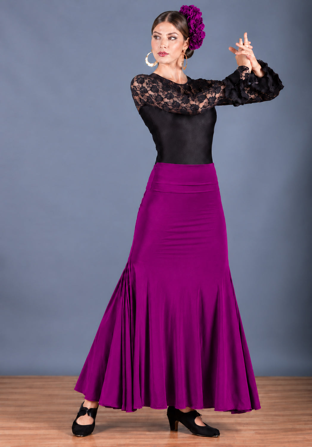 Falda flamenco Tablao - Punto elástico Bouganvilla Cardenal Claro