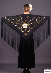 Manton Roma - Bordado tonos Tierra y oro Negro