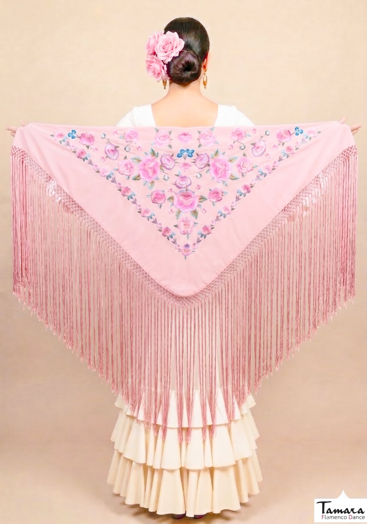 Mantoncillo Verona - Bordado tonos Rosas Rosa