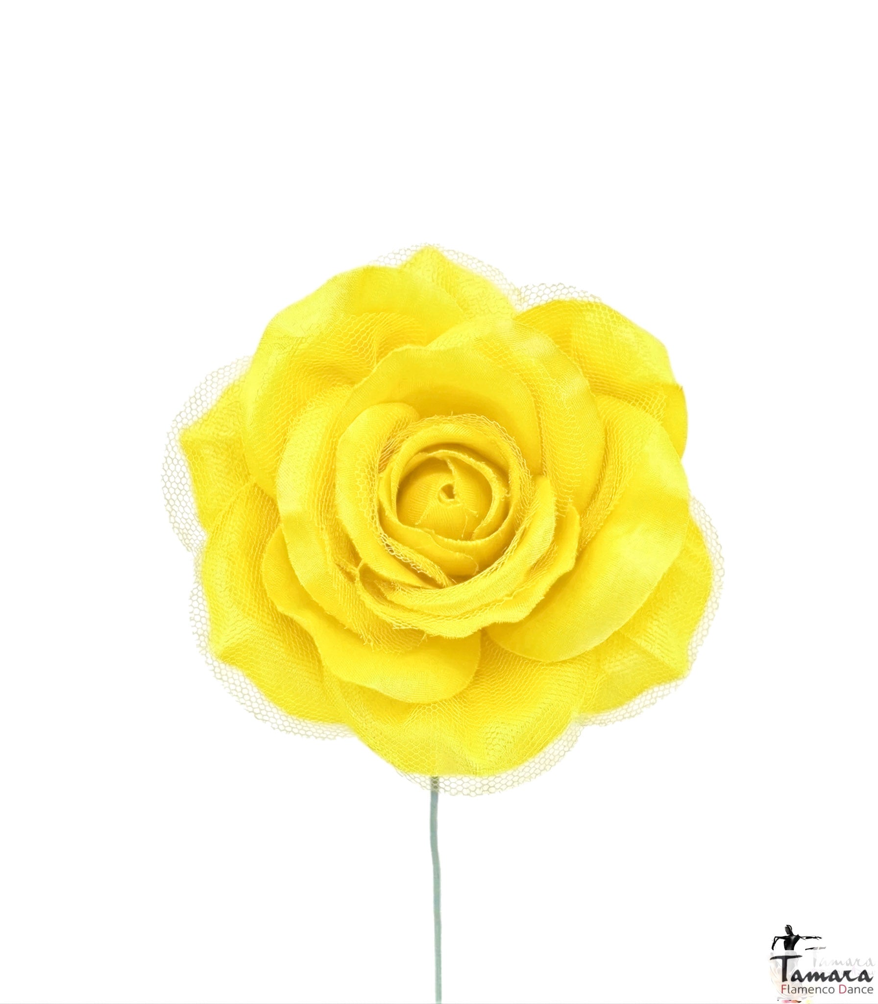 Flor flamenca con Tul - 14 cm Amarillo