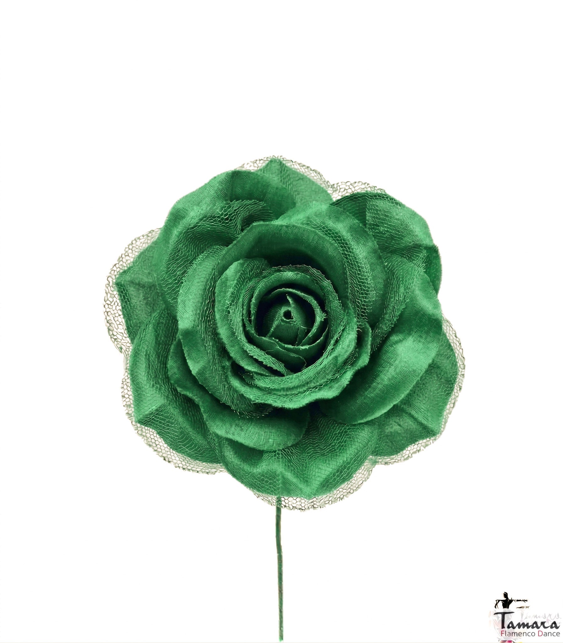 Flor flamenca con Tul - 14 cm Verde Andalucia