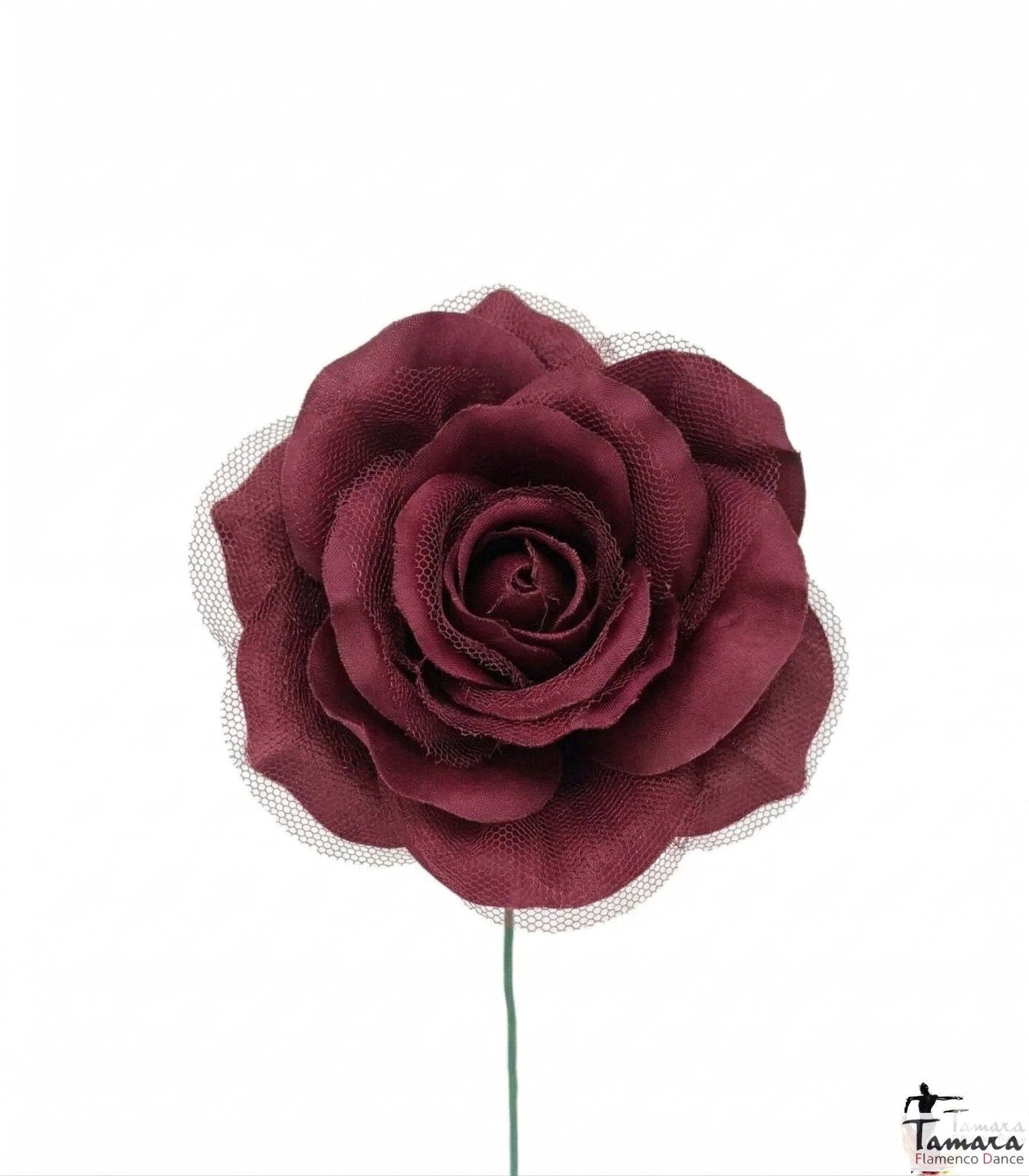 Flor flamenca con Tul - 14 cm Burdeos