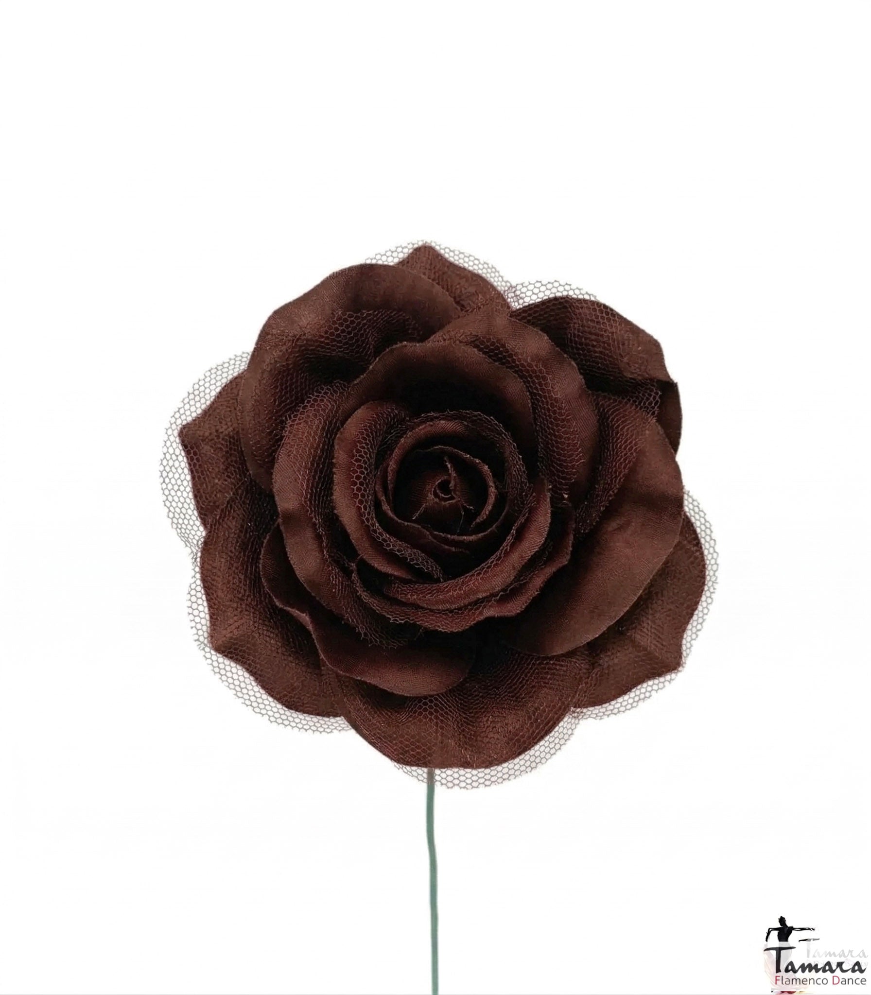 Flor flamenca con Tul - 14 cm Marron oscuro