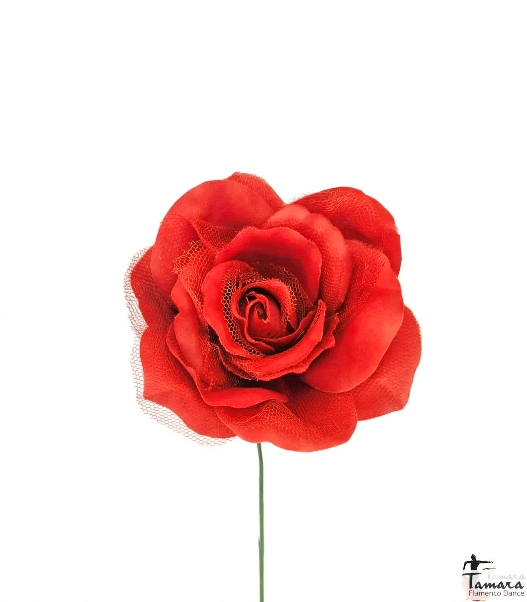 Flor flamenca con Tul - 14 cm Rojo