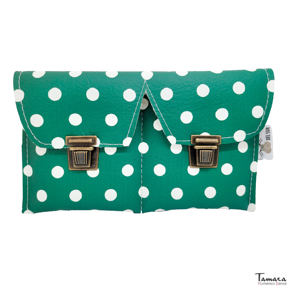 Funda castañuelas Elite Lunares Verde botella