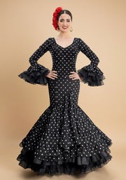 Traje de flamenca Verso Negro lunares blanco