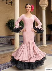 Traje de flamenca Verso Rosa lunar negro