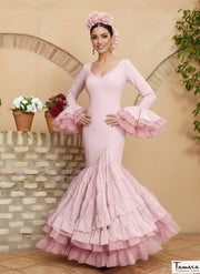 Traje de flamenca Verso Rosa gasa lunares