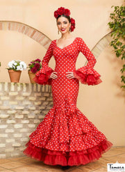 Traje de flamenca Verso Rojo lunares blancos